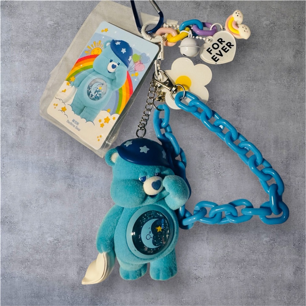 Blue Bear Doll Keychain with Chain and Charms